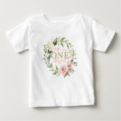 Miss One-derful Floral First Birthday T-shirt (Voorkant)
