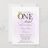 Miss One-derful Paars 1e verjaardag Partij I Kaart (Voorkant)