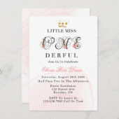 Miss One-derful Pink 1st Birthday Party Inv Kaart (Voorkant / Achterkant)