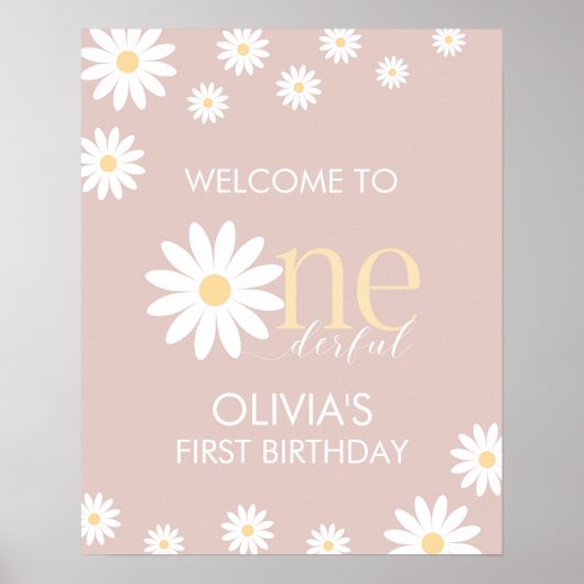 Miss Onederful 1e Verjaardag Daisy Welkomstbord Poster (Voorkant)