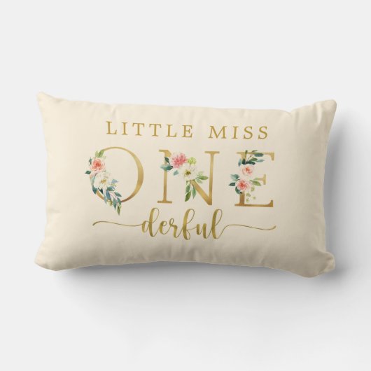 Miss Onederful 1st Birthday Girl Decoratie Kussen (Achterkant)