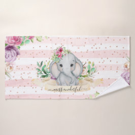 Miss Onederful - Baby Elephant en Flowers Badhanddoek