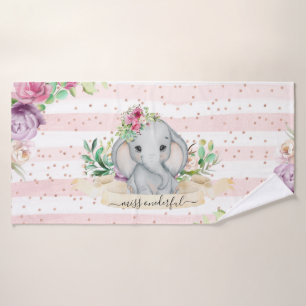 Miss Onederful - Baby Elephant en Flowers Badhanddoek