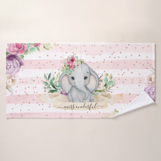 Miss Onederful - Baby Elephant en Flowers Badhanddoek (Badhanddoek)