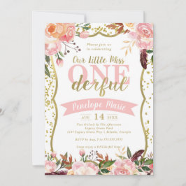 Miss ONEderful Birthday Party Invitation Kaart