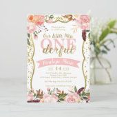 Miss ONEderful Birthday Party Invitation Kaart (Staand voorkant)