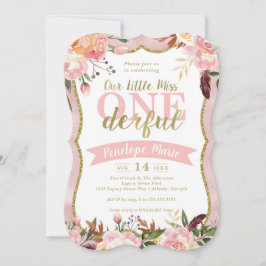 Miss ONEderful Birthday Party Invitation Kaart