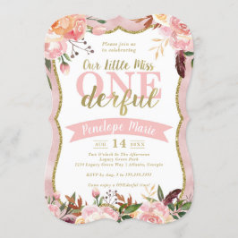 Miss ONEderful Birthday Party Invitation Kaart