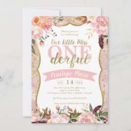 Miss ONEderful Birthday Party Invitation Kaart