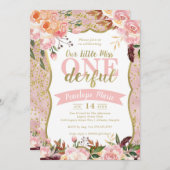 Miss ONEderful Birthday Party Invitation Kaart (Voorkant / Achterkant)
