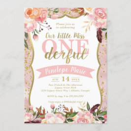 Miss ONEderful Birthday Party Invitation Kaart