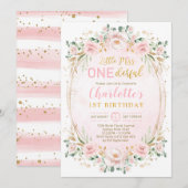 Miss ONEderful Blush Pink Gold Floral 1 september Kaart (Voorkant / Achterkant)