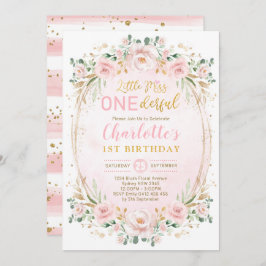 Miss ONEderful Blush Pink Gold Floral 1 september Kaart