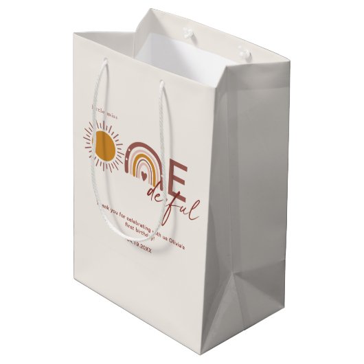 Miss Onederful Boho Eerste Verjaardag Medium Cadeauzakje (Achterkant Gekanteld)