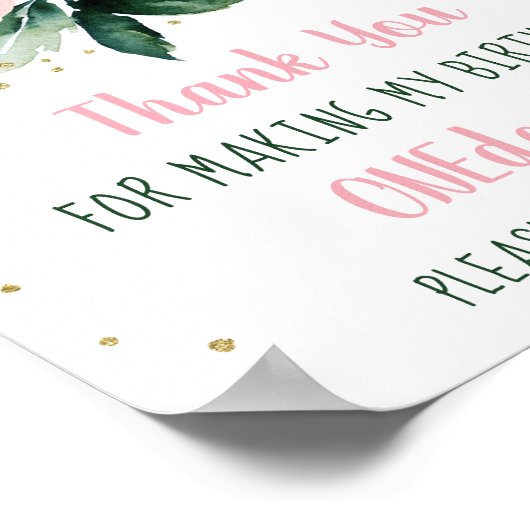 Miss Onederful Boho Floral Birthday Favor Poster (Hoek)