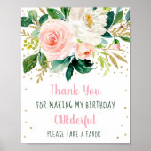 Miss Onederful Boho Floral Birthday Favor Poster (Voorkant)
