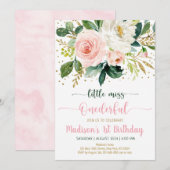 Miss Onederful Boho Floral Birthday Kaart (Voorkant / Achterkant)