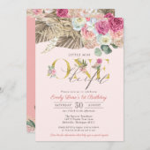 Miss ONEderful Boho Floral First Birthday Kaart (Voorkant / Achterkant)