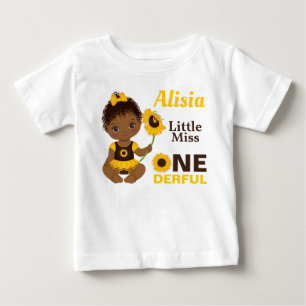 Miss Onederful Cute Black Baby Girl T-Shirt