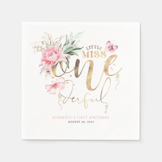 Miss Onederful Cute Floral 1 september Nap Servet (Voorkant)