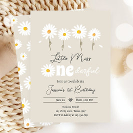 Miss Onederful Daisy Creme Sand Birthday Kaart