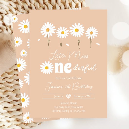 Miss Onederful Daisy Sand First Birthday Kaart