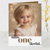 Miss ONEderful Eerste Verjaardagskaart Kaart (Gele Bloem)
