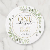 Miss ONEderful First Birthday Bedankjes Labels (Voorkant)