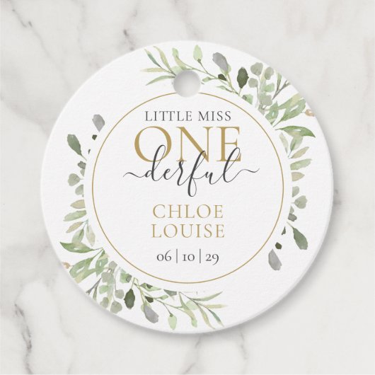 Miss ONEderful First Birthday Bedankjes Labels (Voorkant)