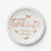 Miss Onederful First Birthday Butterflies Papieren Bordje (Voorkant)
