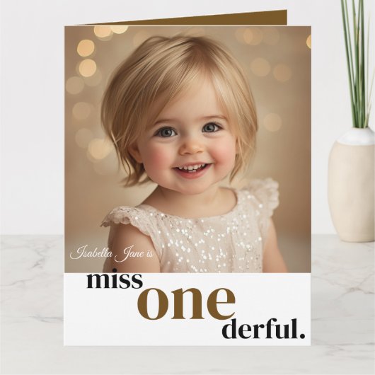 Miss ONEderful First Birthday Card Kaart (Voorkant)