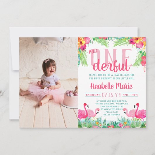 Miss ONEderful First Birthday Luau Kaart (Voorkant)