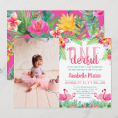 Miss ONEderful First Birthday Luau Kaart (Voorkant / Achterkant)