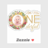 Miss Onederful Foto in Roos krans Eerste Verjaarda Sticker (Vel)