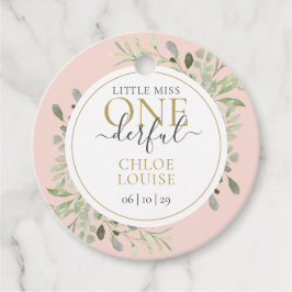 Miss Onederful Girl First Birthday Pink Bedankjes Labels