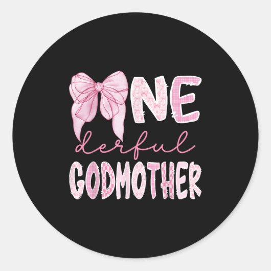 Miss Onederful Godmother Coquette Eerste Verjaarda Ronde Sticker (Voorkant)