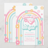 Miss Onederful Groovy Rainbow 1 geboortedag Kaart (Voorkant / Achterkant)