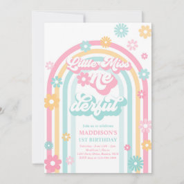 Miss Onederful Groovy Rainbow 1 geboortedag Kaart