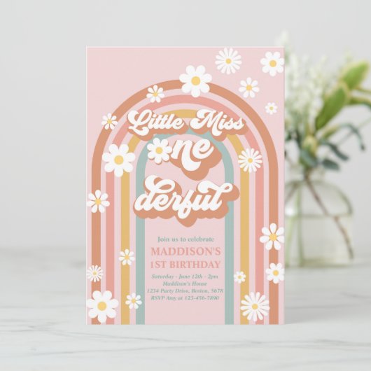 Miss Onederful Groovy Rainbow 1 geboortedag Kaart (Staand voorkant)