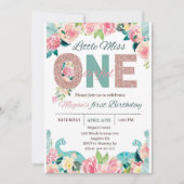 Miss Onederful Invitation Birthday Party sjabloon Kaart (Voorkant)