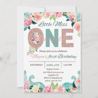 Miss Onederful Invitation Birthday Party sjabloon Kaart