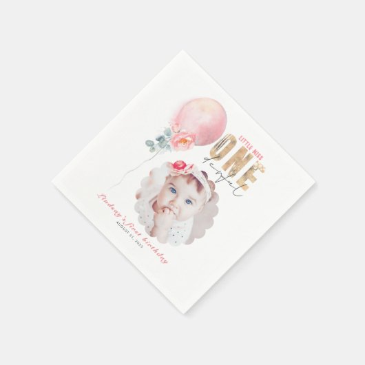 Miss Onederful Pink Ballon 1 ste verjaardag Foto Servet (Hoek)