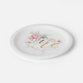 Miss Onederful Pink Floral 1 september Papieren Bordje (Gekanteld)