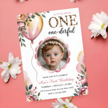 Miss Onederful Roze Ballon 1e Verjaardag Foto