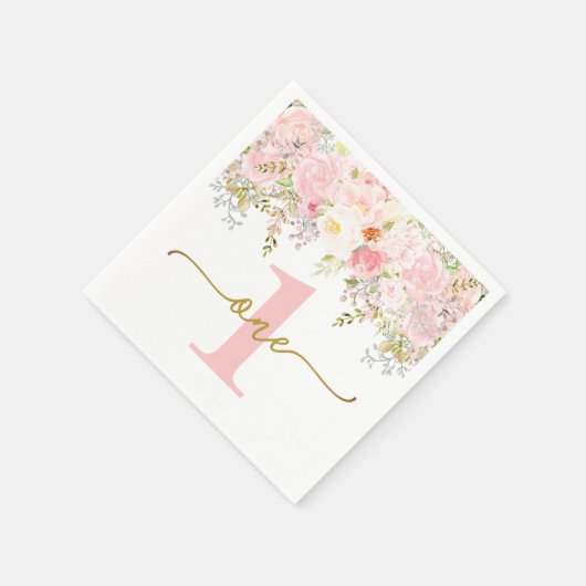 Miss Onederful Roze Roses First Birthday Servet (Hoek)