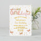 Miss ONEderful roze vlinders meisje 1e verjaardag Folie Uitnodiging (Staand Voorkant)