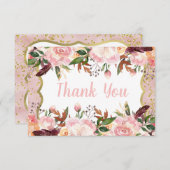 Miss ONEderful verjaardag bedankje, Boho, goud Bedankkaart (Voorkant / Achterkant)