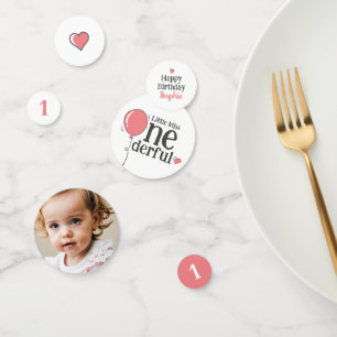 Miss Onederful verjaardag roze aangepaste foto Confetti