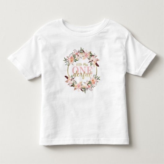 Miss ONEderful Verjaardag T-shirt, Boho, Bloemen Kinder Shirts (Voorkant)