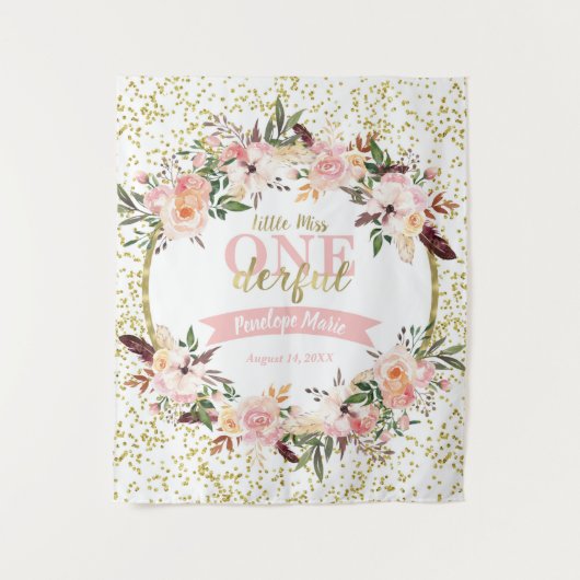 Miss ONEderful Verjaardagsachtergrond, Banner, Boh Wandkleed (Voorkant)